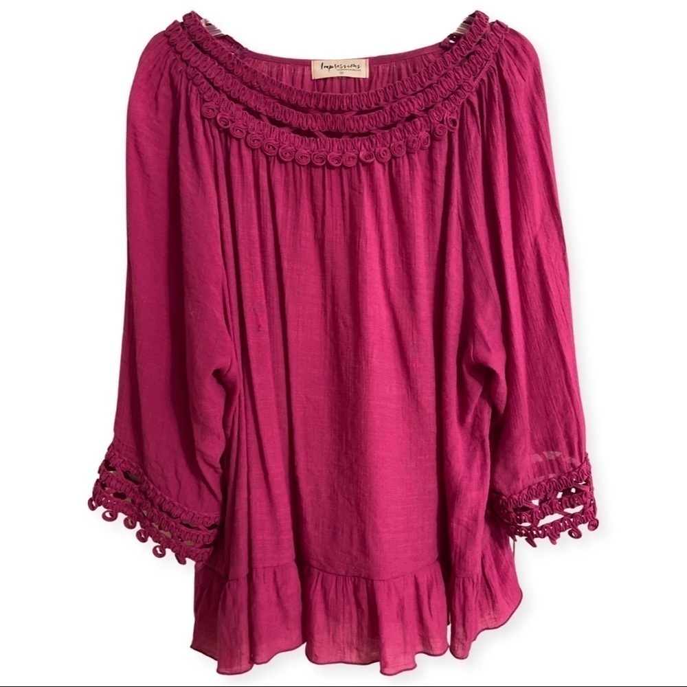 Impressions Boutique Raspberry Pullover Top 1X
